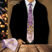 Paarse Geel Zwart Patroon Stropdas