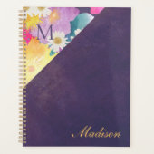 Paarse geelboomgaard Girly Trendy Monogram Planner (Voorkant)