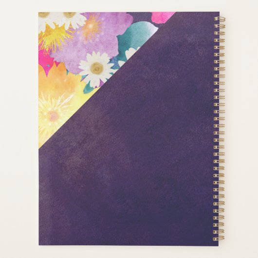 Paarse geelboomgaard Girly Trendy Monogram Planner (Achterkant)