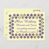 Paarse geeldiamant Butterflies nodigt Briefkaart u (Voorkant / Achterkant)