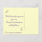 Paarse geeldiamanten buplifjes Sla de datum op Aankondigingskaart (Achterkant)