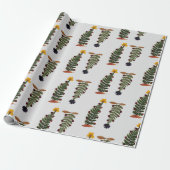 Paarse & geelgedroogde persbloem kerstboom cadeaupapier (Uitgerold)
