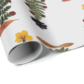 Paarse & geelgedroogde persbloem kerstboom cadeaupapier (Rol Hoek)