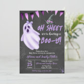 Paarse Geest Halloween Baby shower Uitnodiging (Staand voorkant)