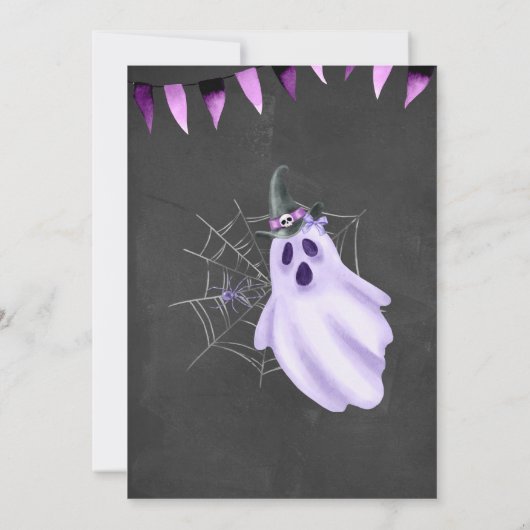 Paarse Geest Halloween Baby shower Uitnodiging (Achterkant)