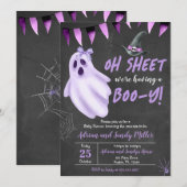 Paarse Geest Halloween Baby shower Uitnodiging (Voorkant / Achterkant)