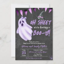 Paarse Geest Halloween Baby shower Uitnodiging