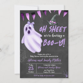 Paarse Geest Halloween Baby shower Uitnodiging