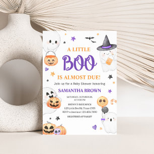 Paarse Geest Halloween Little Boo Baby shower Kaart