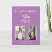 Paarse Gefeliciteerd Afstuderen 2 Foto Afstuderen Kaart (Voorkant)