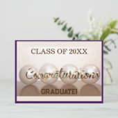 Paarse Gefeliciteerd Afstuderen Afstuderen Ballon Kaart (Staand voorkant)