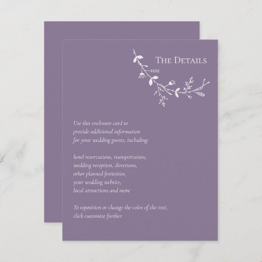 Paarse gegevens over de wijnstok met schuifwiel informatiekaartje (Voorkant / Achterkant)