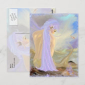 Paarse gehaaste zeemeermin briefkaart (Voorkant / Achterkant)