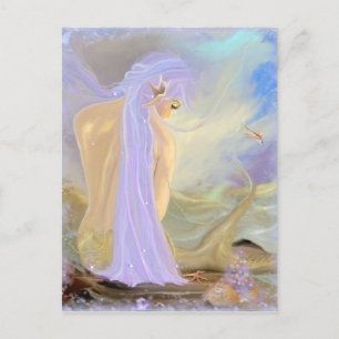Paarse gehaaste zeemeermin briefkaart