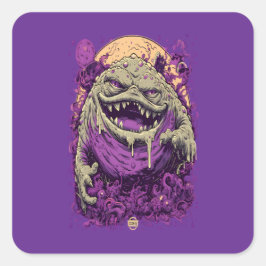 Paarse Gehoornde Monster Donkere Comic Sticker
