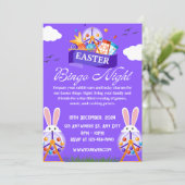 Paarse geïllustreerde Pasen Bingo Nachtuitnodiging Kaart (Staand voorkant)