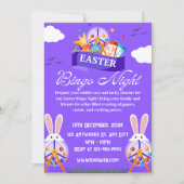 Paarse Geïllustreerde Uitnodiging voor Pasen Bingo (Voorkant)