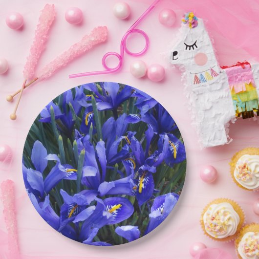 Paarse geïsoleerde Irisse Floral Papieren Bordje (Feest)