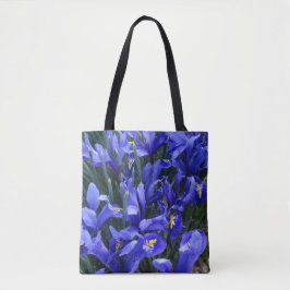 Paarse geïsoleerde Irisse Floral Tote Bag