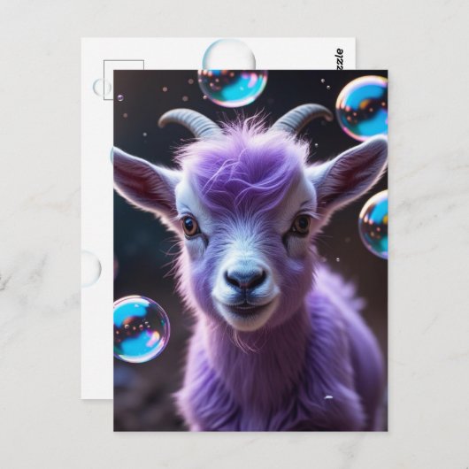 Paarse geit Briefkaart (Voorkant / Achterkant)