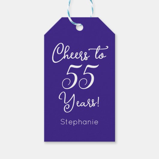 Paarse gejuich voor 55 jaar 55ste verjaardag cadeaulabel (Voorkant)