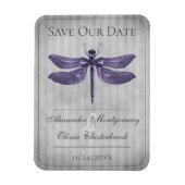 Paarse Gejuweelde Libel Save the Date Magneet (Verticaal)