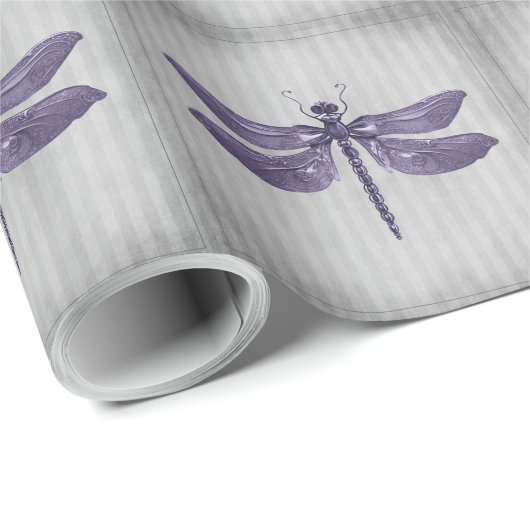 Paarse gejuwelde libel cadeaupapier (Rol Hoek)