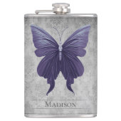 Paarse gejuwelde vlinderfles heupfles (Voorkant)