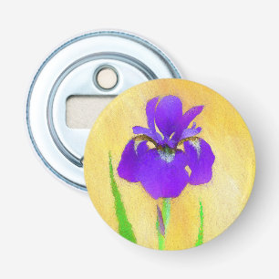 Paarse gekaarde irisschilderingen - Kute Original  Button Flesopener