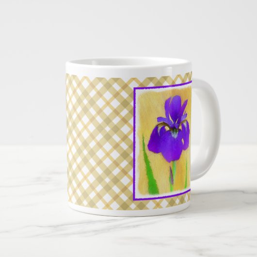 Paarse gekaarde irisschilderingen - Kute Original  Grote Koffiekop (Voorkant rechts)