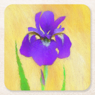 Paarse gekaarde irisschilderingen - Kute Original  Kartonnen Onderzetters