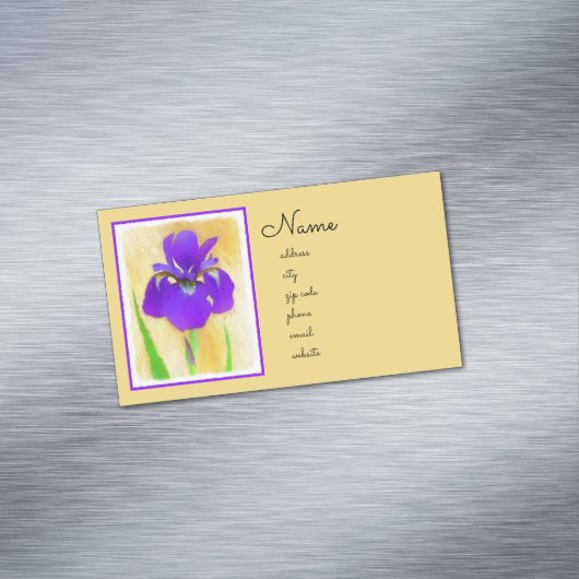 Paarse gekaarde irisschilderingen - Kute Original Magnetisch Visitekaartje (Voorbeeld)