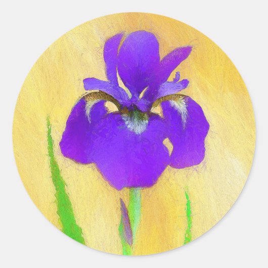 Paarse gekaarde irisschilderingen - Kute Original Ronde Sticker (Voorkant)