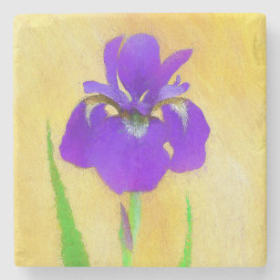 Paarse gekaarde irisschilderingen - Kute Original  Stenen Onderzetter