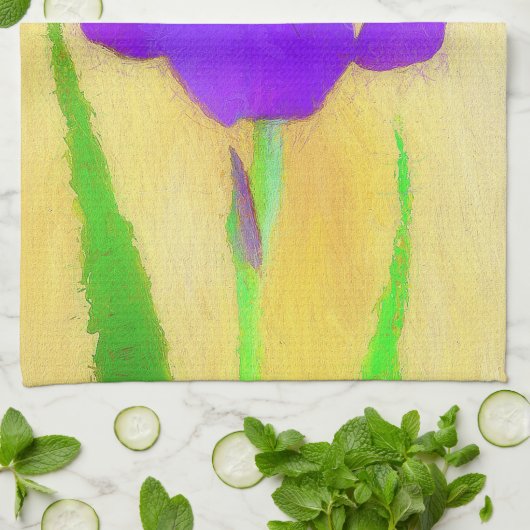 Paarse gekaarde irisschilderingen - Kute Original Theedoek (Gevouwen)