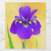 Paarse gekaarde irisschilderingen - Kute Original  Wijn Etiket (Enkel label)