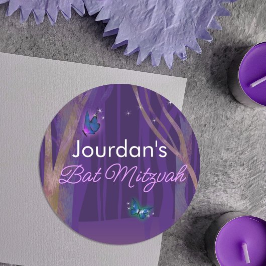 Paarse gekantelde bossen, Sticker van Butterflies