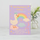 Paarse Gekke ganzenverjaardag voor meisjes Kaart (Staand voorkant)