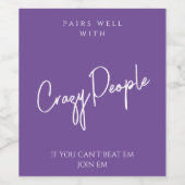 Paarse Gekke Mensen Aangepaste Wijnlabel Sjabloon Wijn Etiket (Enkel label)