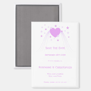 Paarse Gekleurde Hart Ontwerp Wedding Save The Dat Magneet