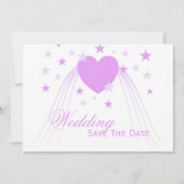 Paarse gekleurde harten ontwerp bruiloft save the date (Voorkant)
