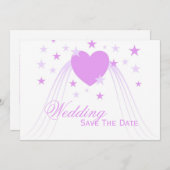 Paarse gekleurde harten ontwerp bruiloft save the date (Voorkant / Achterkant)