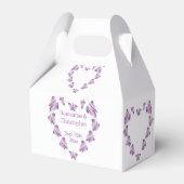 Paarse gekleurde vlinders ontwerp bruiloft bedankdoosjes (Voorkant Zijde)