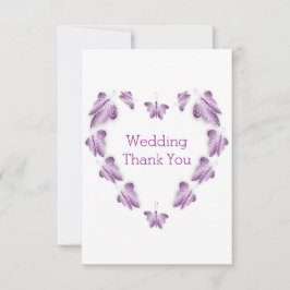 Paarse gekleurde vlinders ontwerp bruiloft bedankkaart