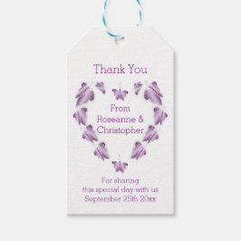 Paarse gekleurde vlinders ontwerp bruiloft cadeaulabel