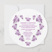 Paarse gekleurde vlinders ontwerp bruiloft kaart (Achterkant)