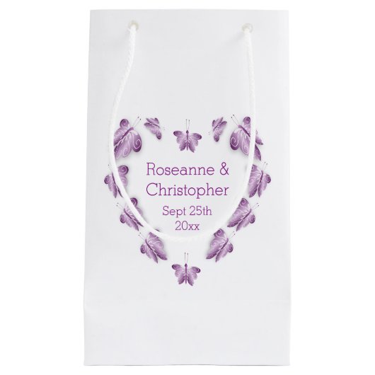Paarse gekleurde vlinders ontwerp bruiloft klein cadeauzakje (Voorkant)