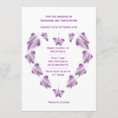 Paarse gekleurde vlinders ontwerp bruiloft menu (Achterkant)