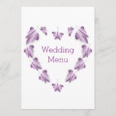 Paarse gekleurde vlinders ontwerp bruiloft menu (Voorkant)