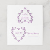 Paarse gekleurde vlinders ontwerp bruiloft plaatskaartje (Buitenkant ongevouwen)